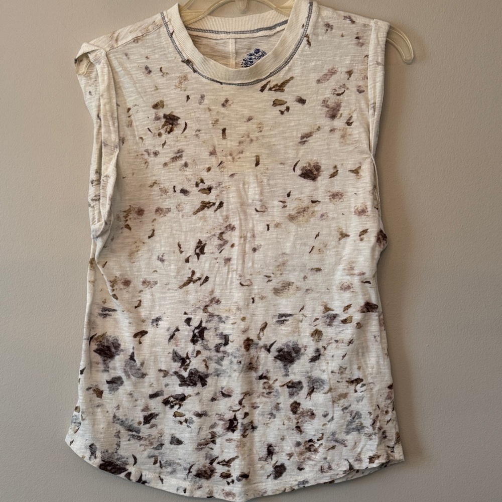 Pilcro Speckled Muscle Tee - Cream and Brown